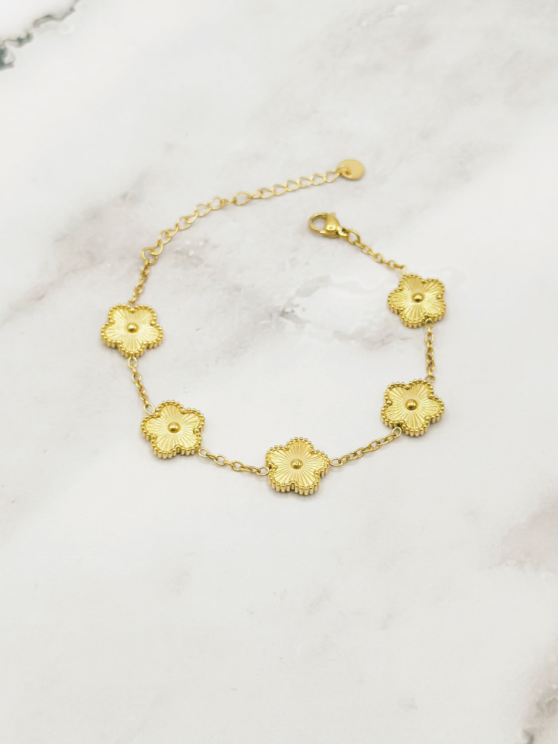 Mayorista Emily - Pulsera de acero inoxidable con tréboles de 5 hojas