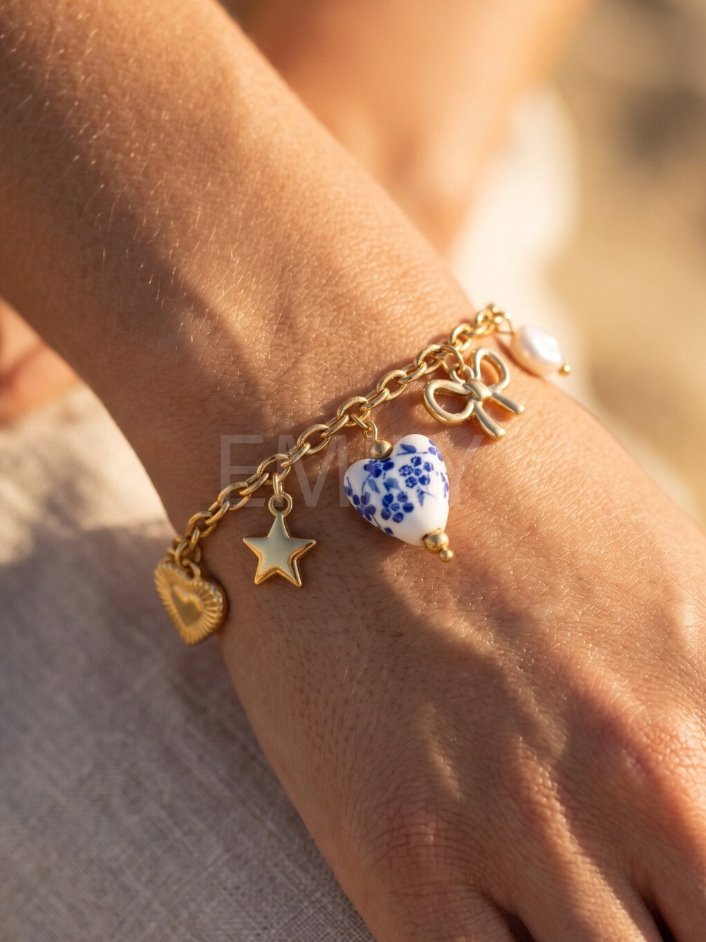 Großhändler Emily - Verstellbares Edelstahl-Charms-Armband