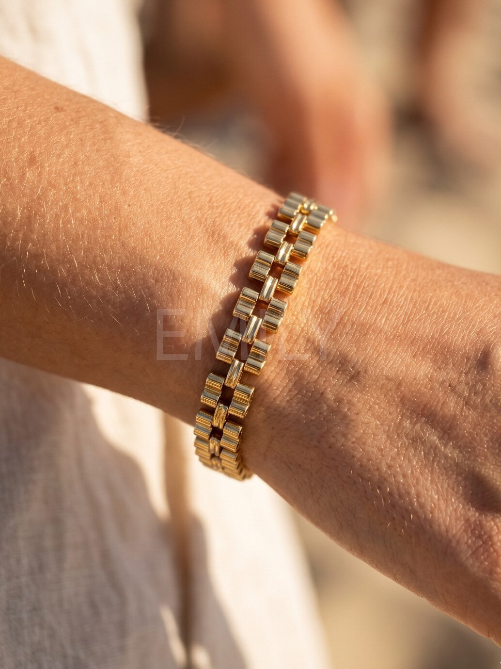 Wholesaler Emily - Adjustable stainless steel bracelet with geometric links