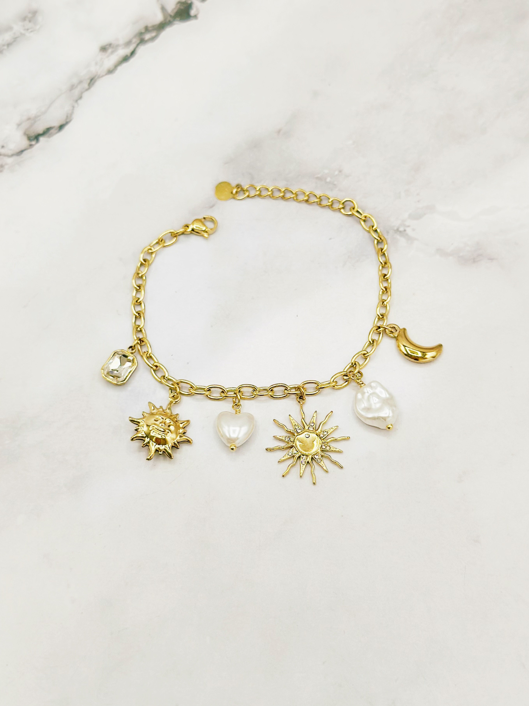 Mayorista Emily - Pulsera ajustable de acero inoxidable Charms Celestial