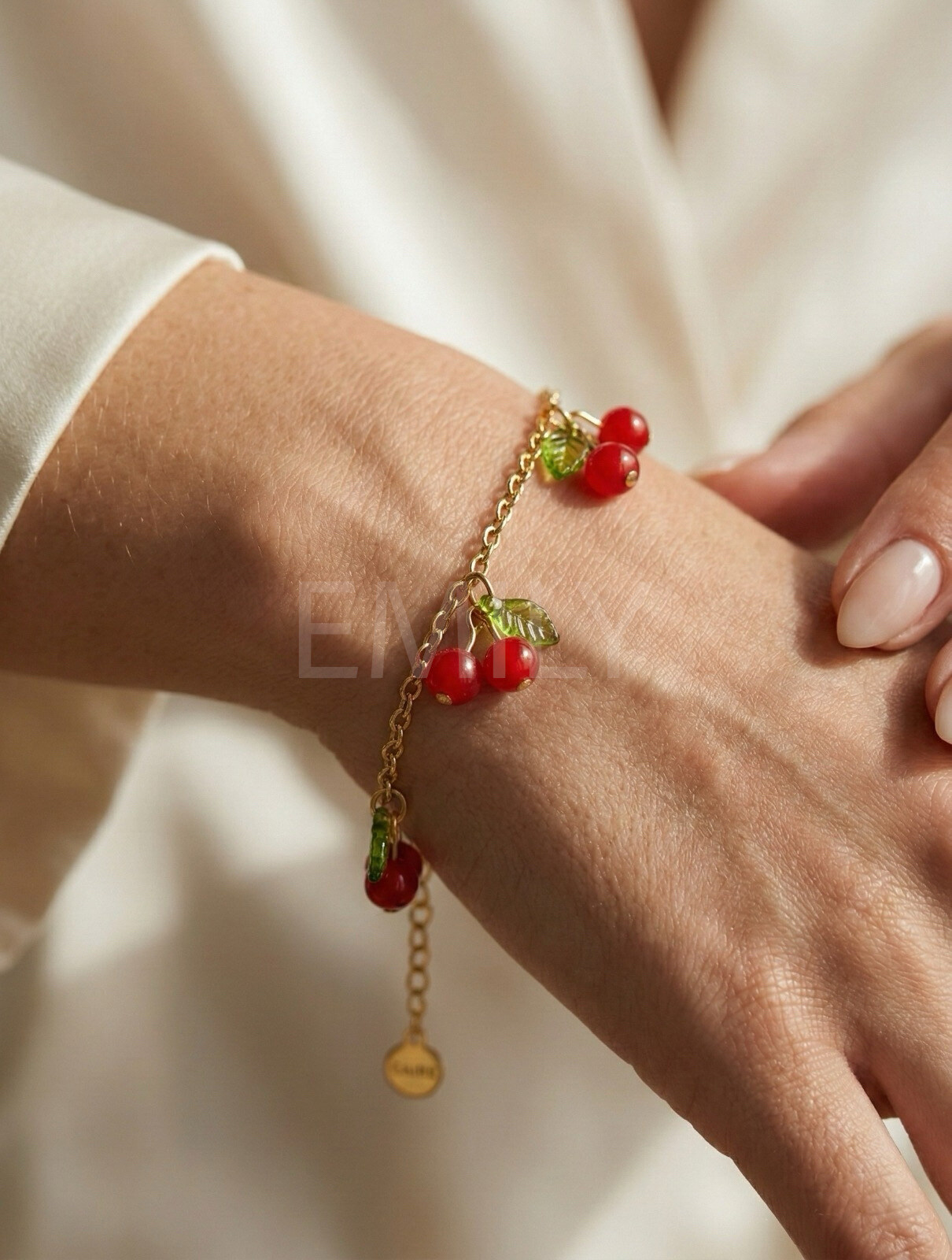 Mayorista Emily - Pulsera ajustable de acero inoxidable Cereza
