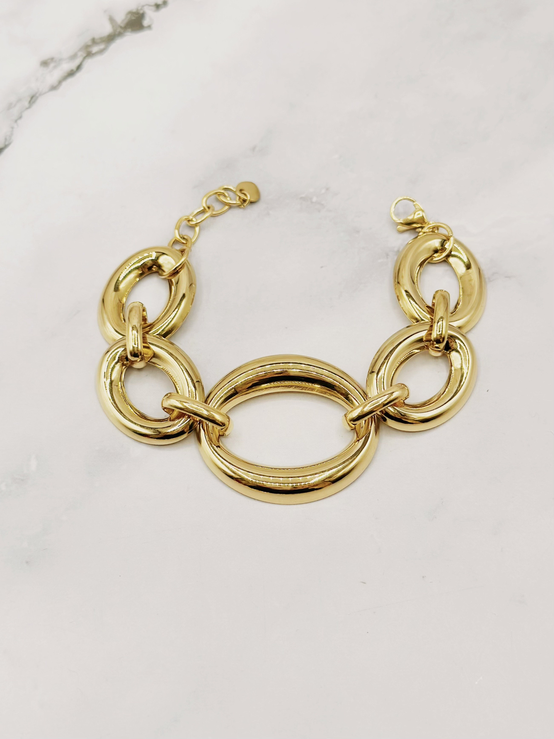 Wholesaler Emily - Adjustable Stainless Steel Bracelet with XL Round Links