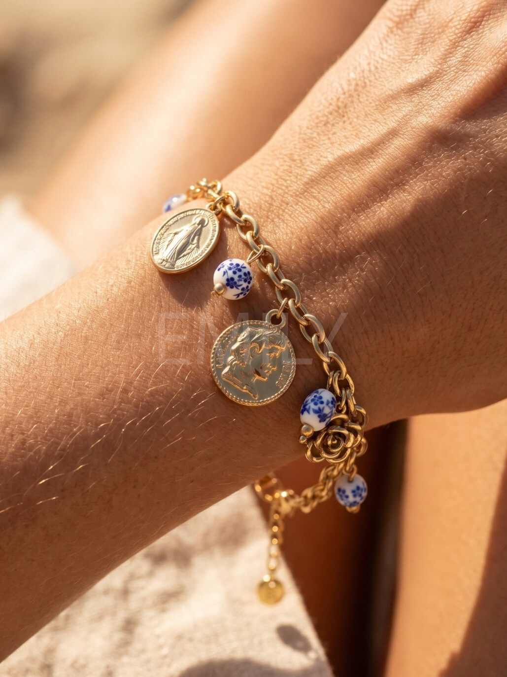 Großhändler Emily - Verstellbares Edelstahl-Charm-Armband
