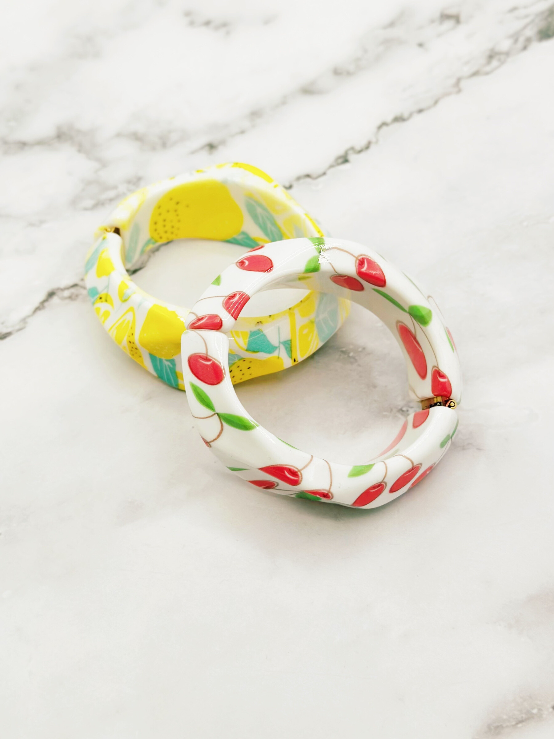 Grossiste Emily - Bracelet Acrylique en acier inoxydable Fruits