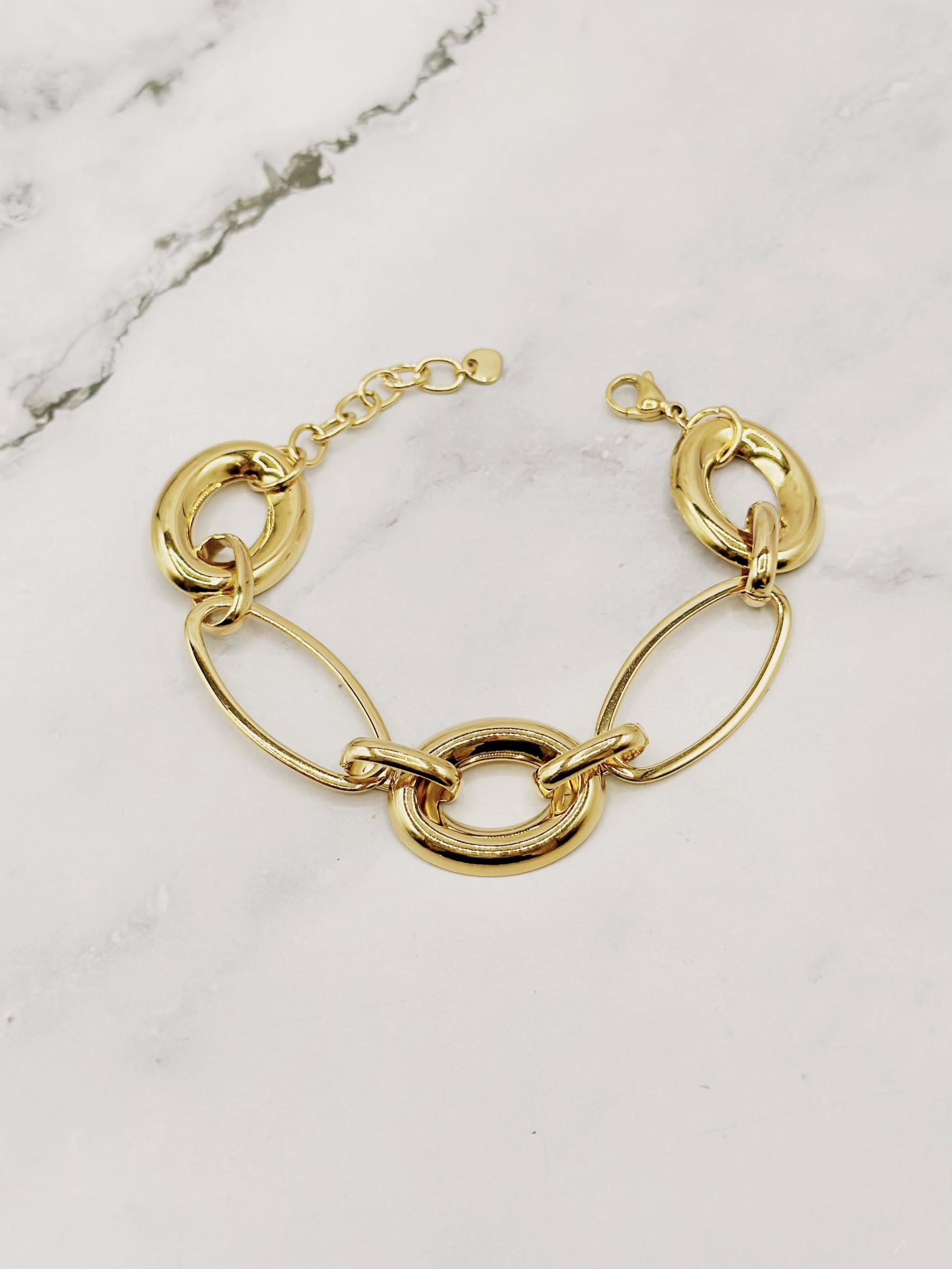 Wholesaler Emily - Adjustable Stainless Steel Bracelet with Oval Links