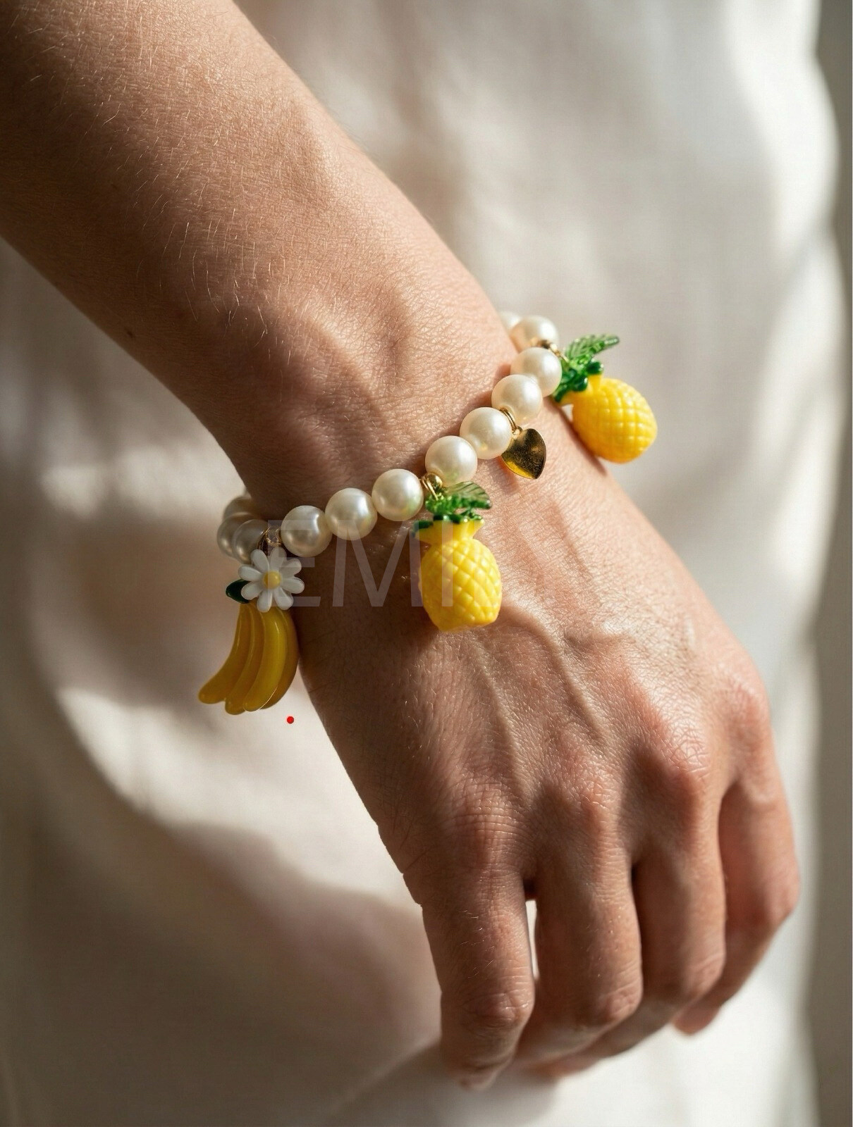 Großhändler Emily - Elastisches Edelstahl-Armband Ananas