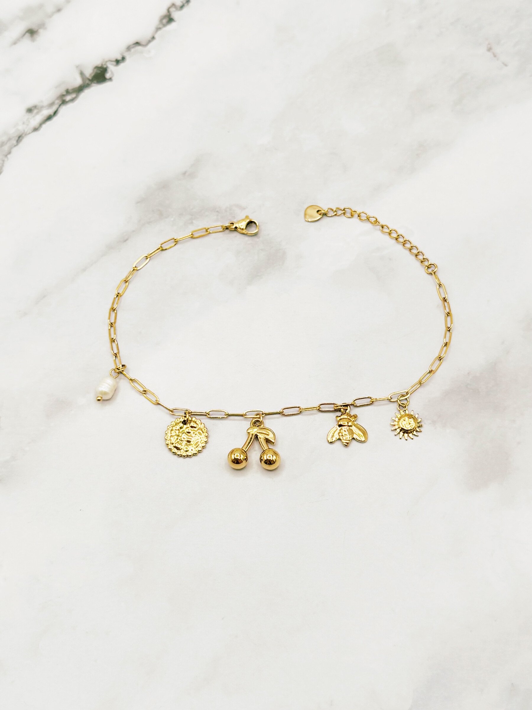 Grossiste Emily - Chaine de cheville en acier inoxydable Charms