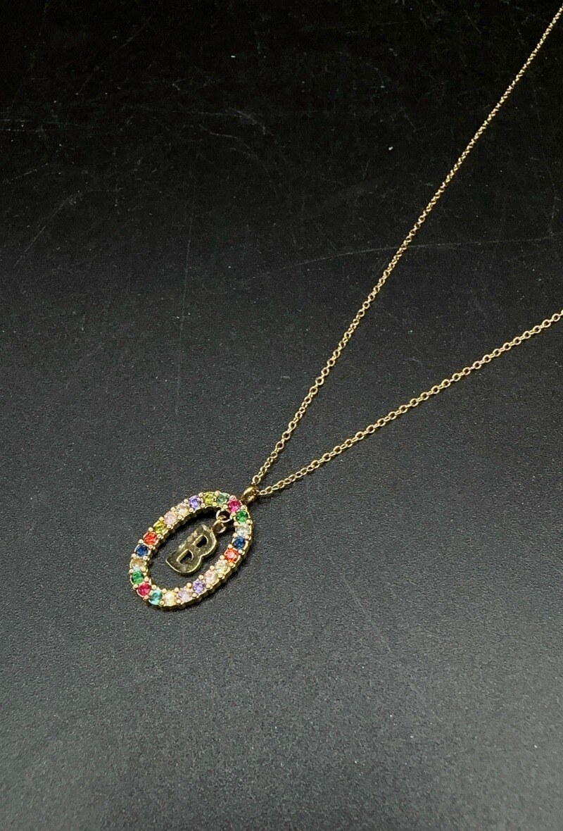 Wholesaler Emily - Stainless steel letter necklace with rhinestones