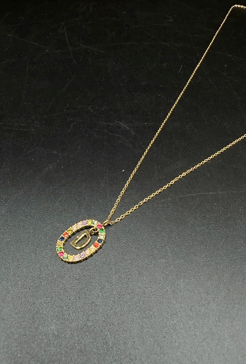 Wholesaler Emily - Stainless steel necklace with rhinestone letter