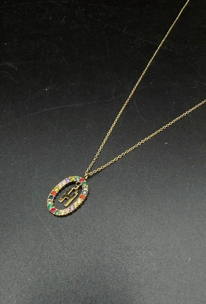 Wholesaler Emily - Stainless steel necklace with rhinestone letter