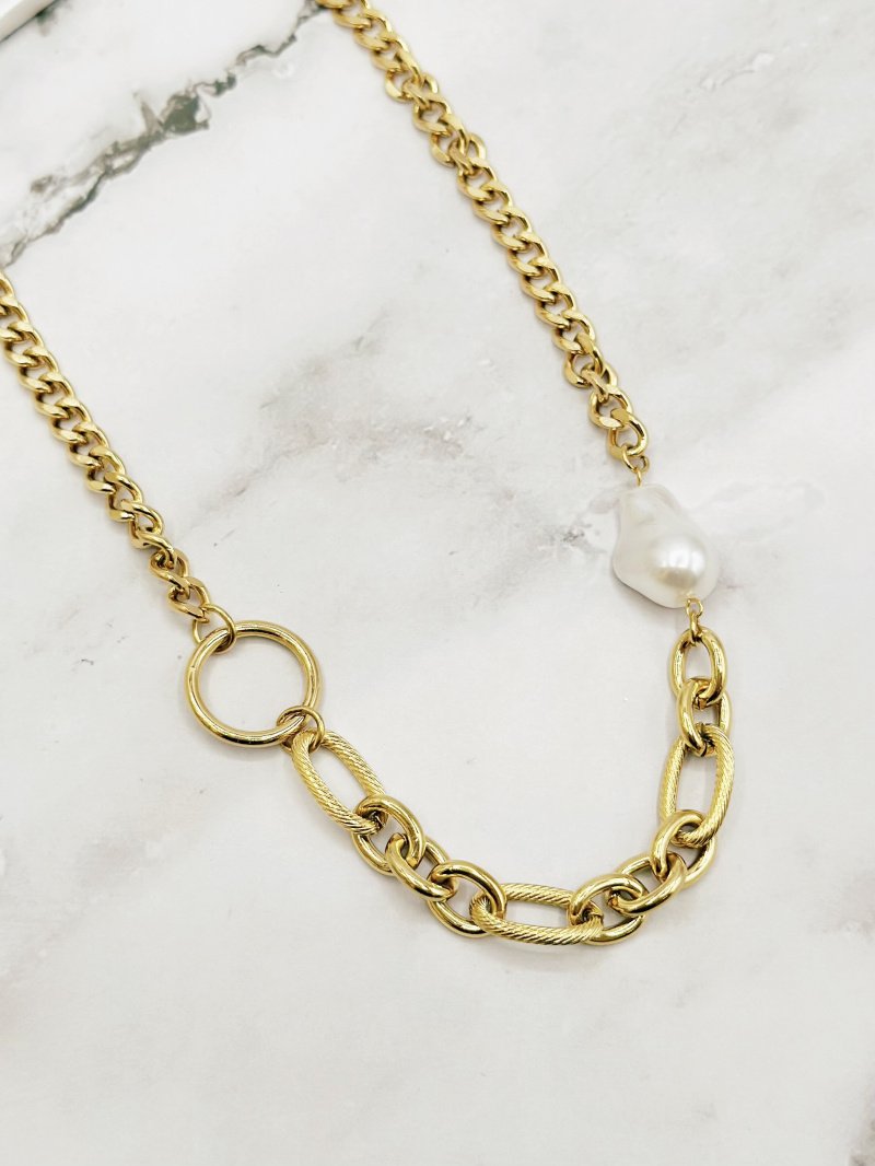 Großhändler Emily - Verstellbare Halskette aus Edelstahl Kette & Perle