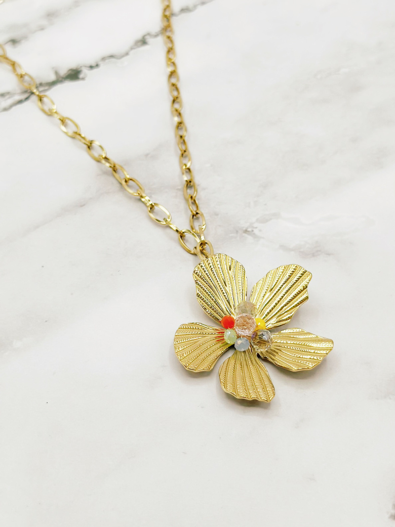 Mayorista Emily - Collar de acero inoxidable Flor de Luz