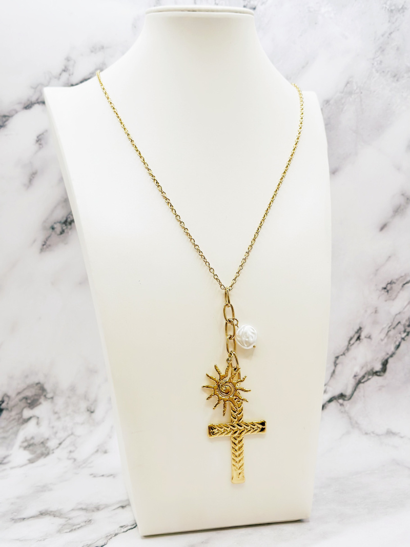 Grossista Emily - Collana Lunga in Acciaio Inossidabile Sole Sacro