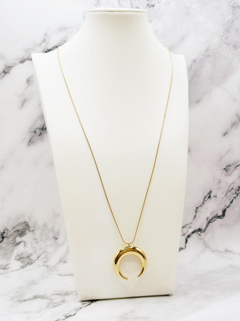 Wholesaler Emily - Stainless Steel Crescent Moon Long Necklace