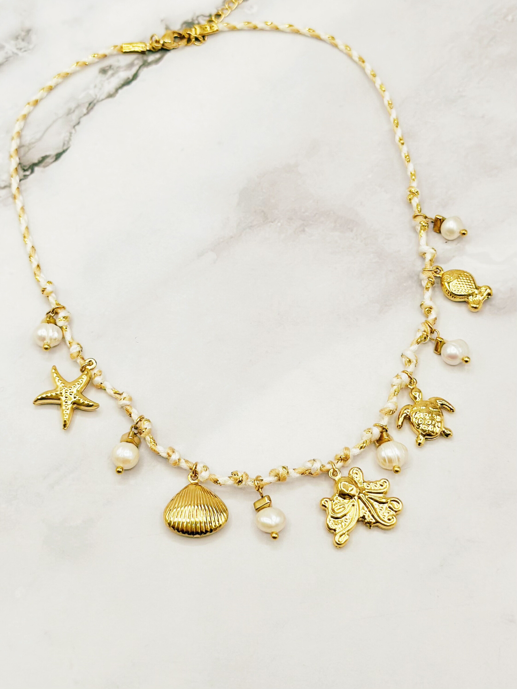 Grossiste Emily - Collier en acier inoxydable ajustable Cordon Charms