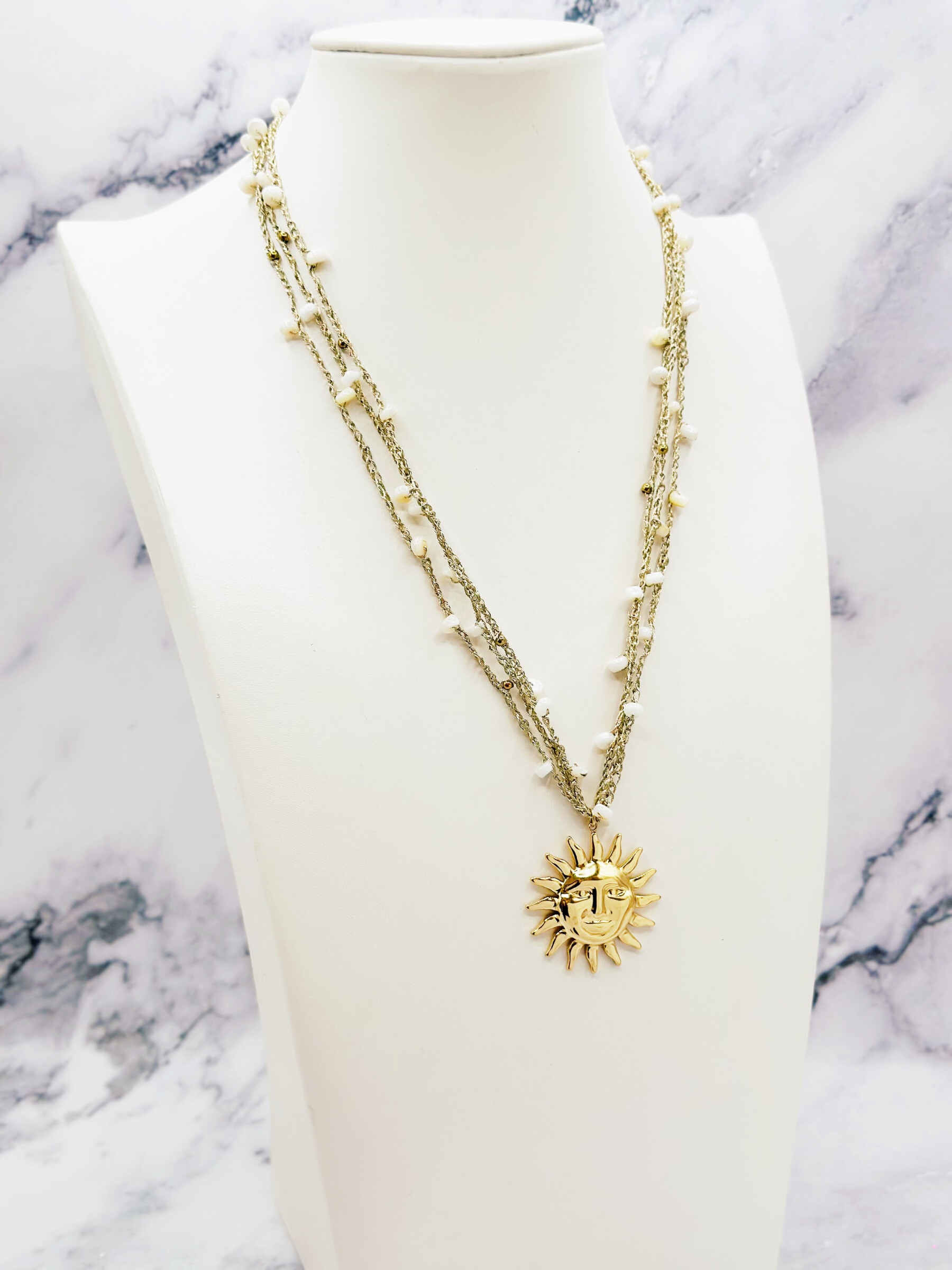 Grossiste Emily - Long Collier en acier inoxydable Soleil