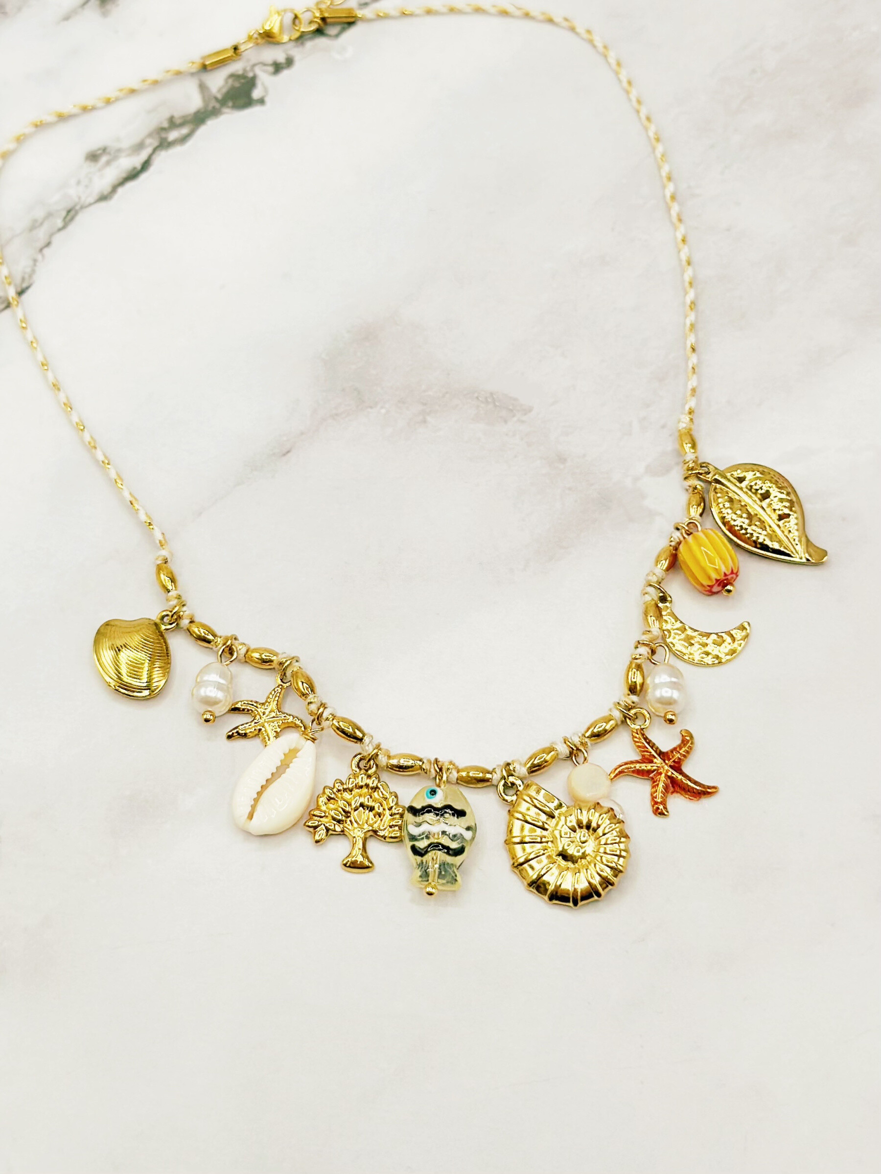 Grossiste Emily - Collier en acier inoxydable ajustable Cordon Charms