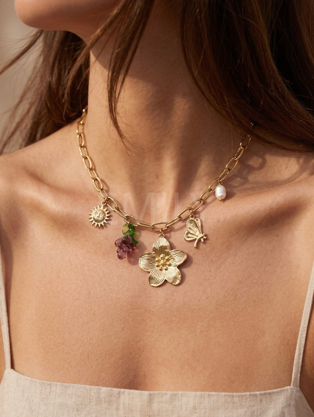 Mayorista Emily - Collar de acero inoxidable ajustable con charms