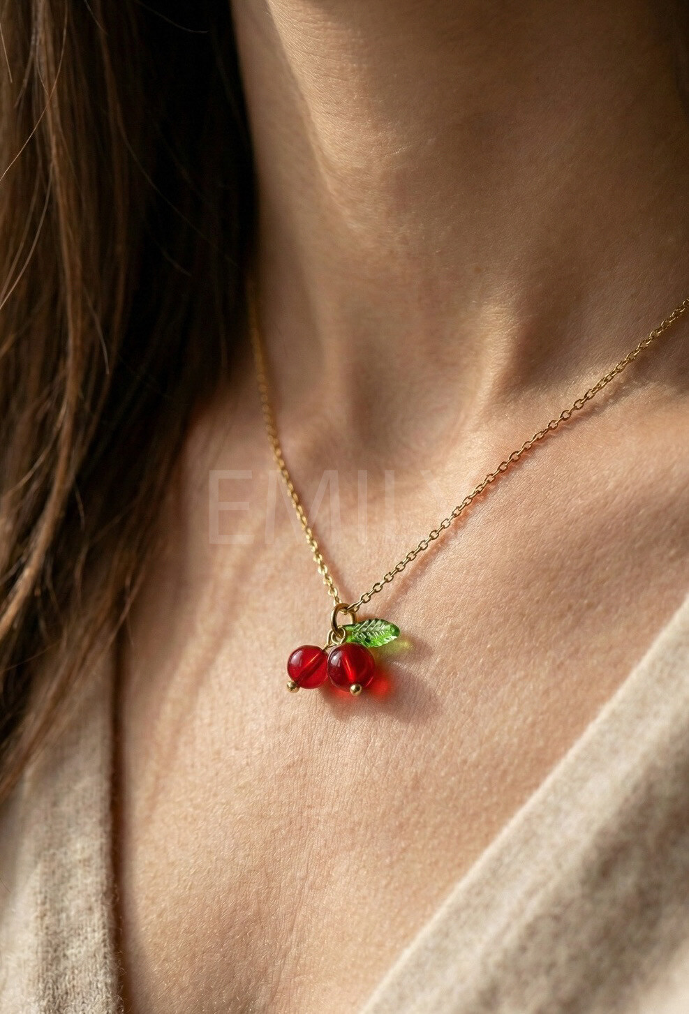 Großhändler Emily - Verstellbare Edelstahlkette mit Kirschen