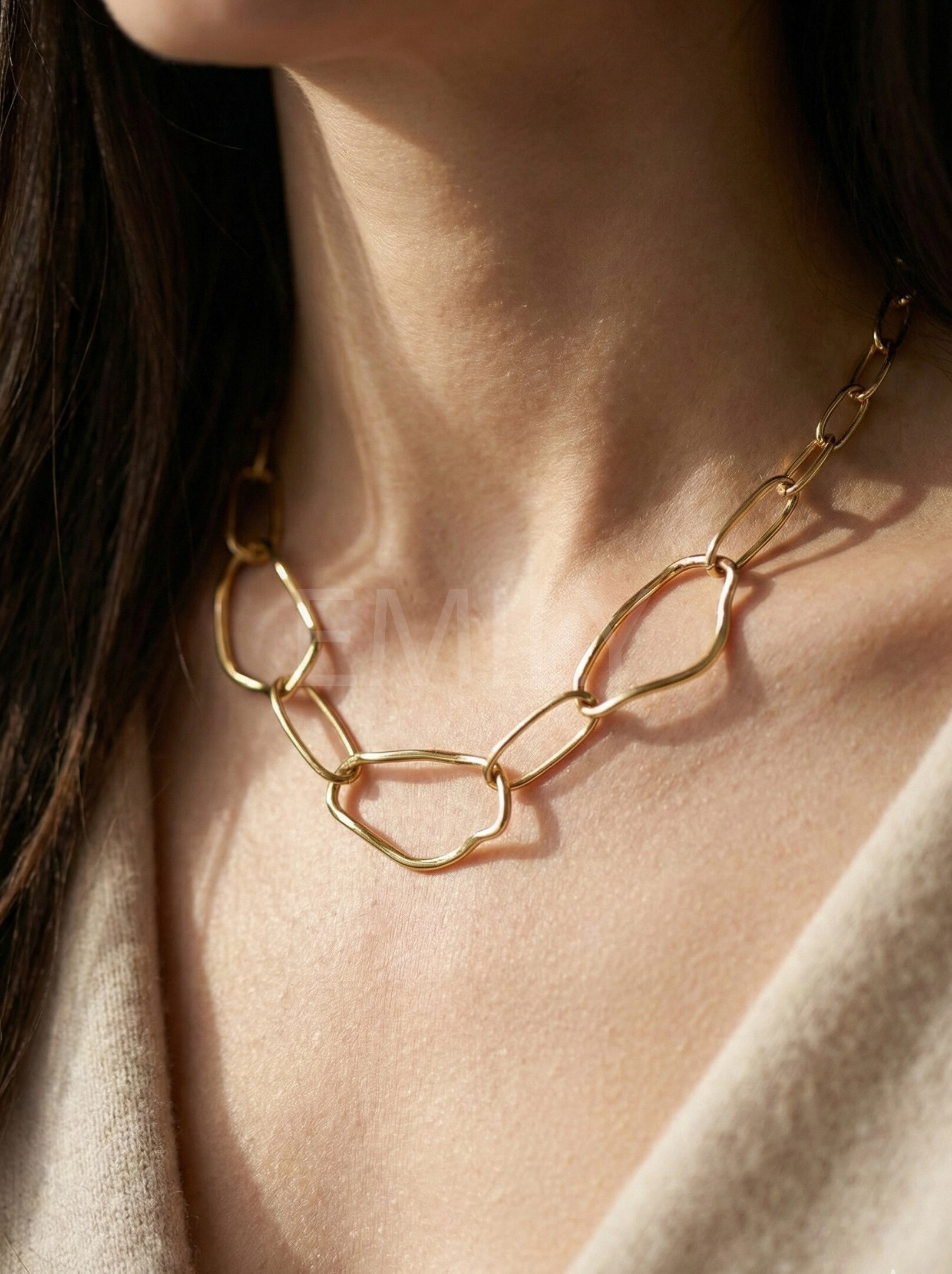 Wholesaler Emily - Adjustable Stainless Steel Necklace with Organic Links