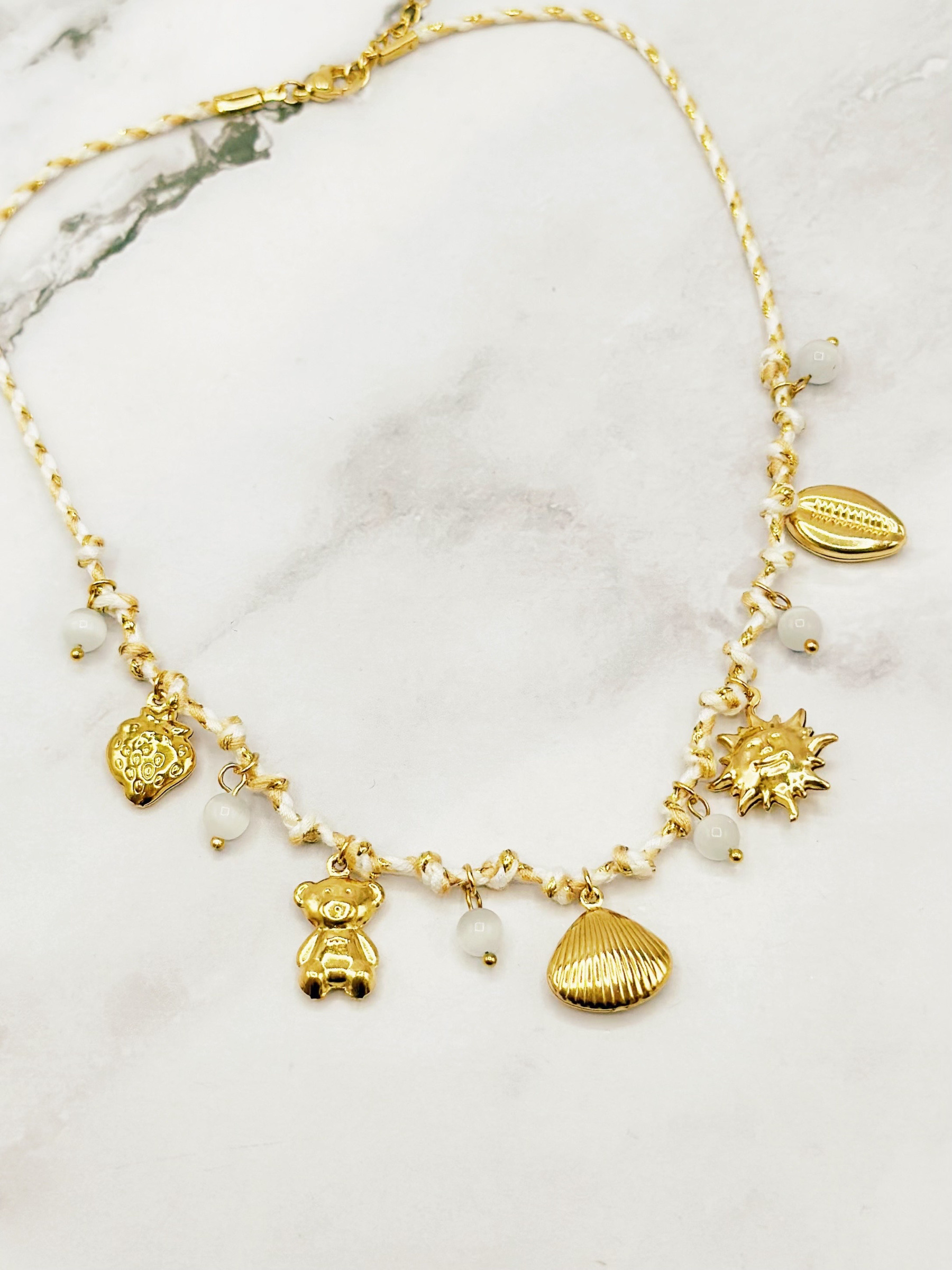 Wholesaler Emily - Adjustable Stainless Steel Necklace with Cord Charms