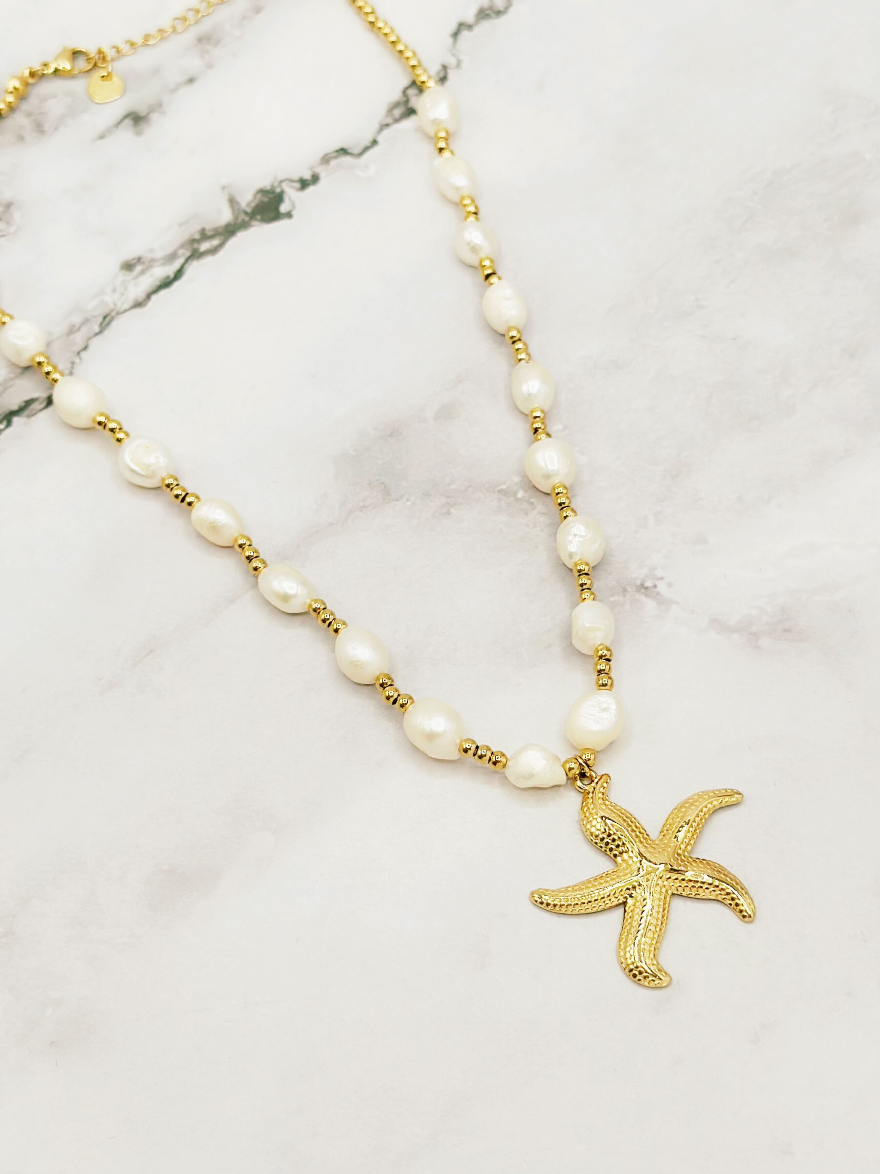 Grossiste Emily - Collier en acier inoxydable Perles d’eau douce Étoile de Mer