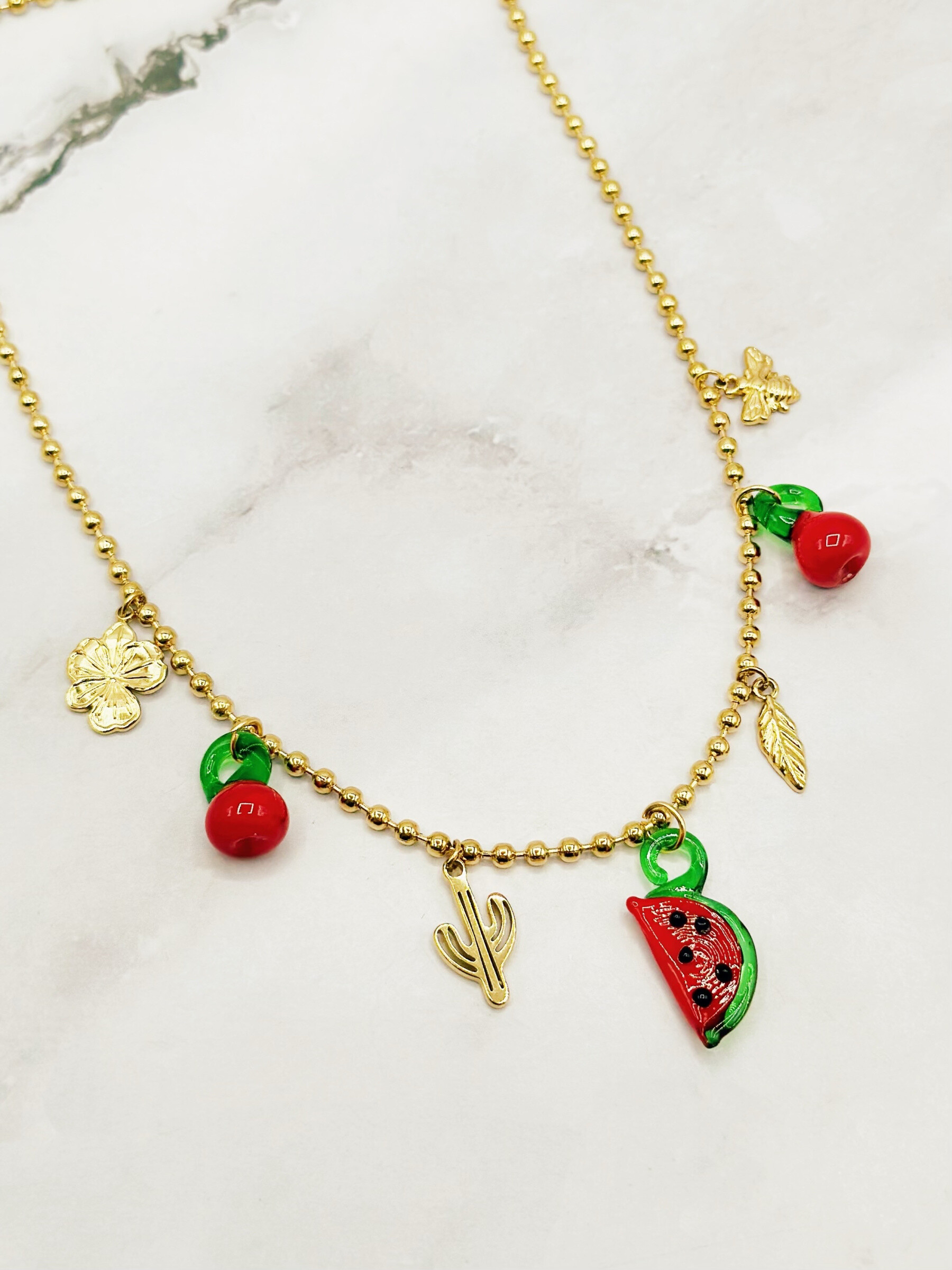 Grossiste Emily - Collier ajustable en acier inoxydable Charms Fruits