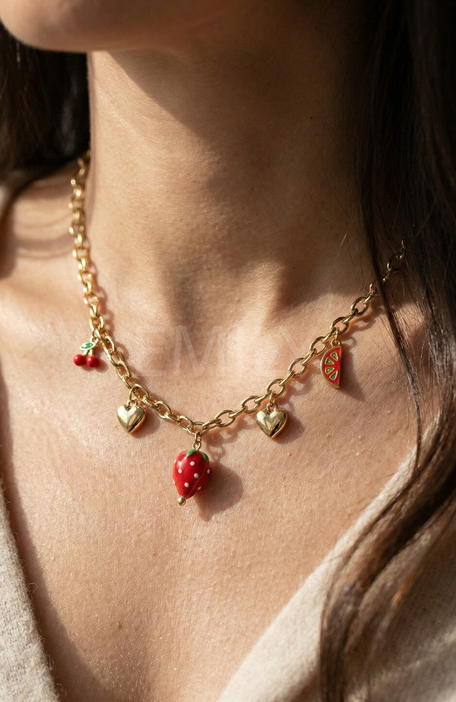 Mayorista Emily - Collar ajustable de acero inoxidable con charms