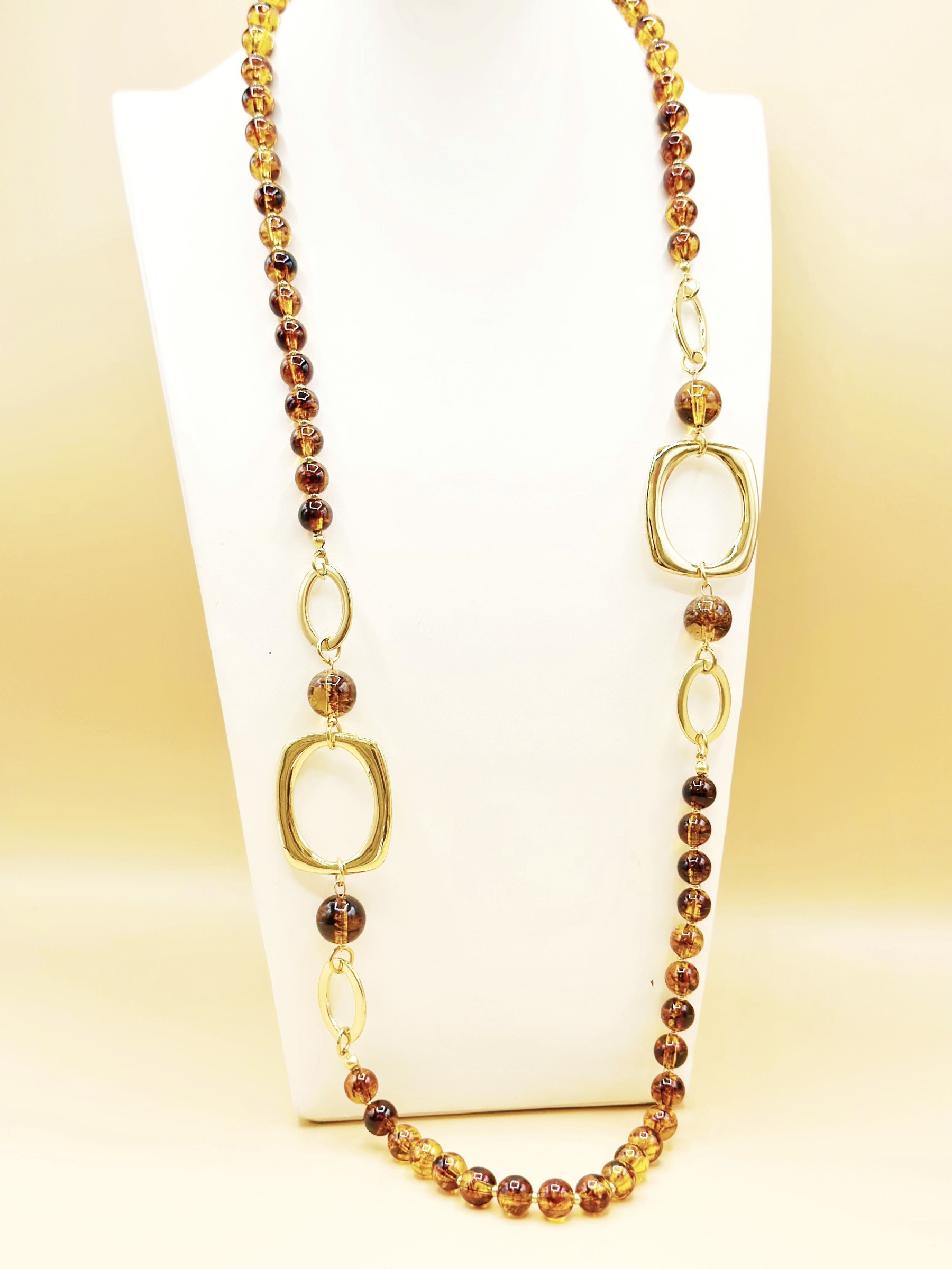 Mayorista Emily - Collar largo ajustable de acero inoxidable Cuentas de resina