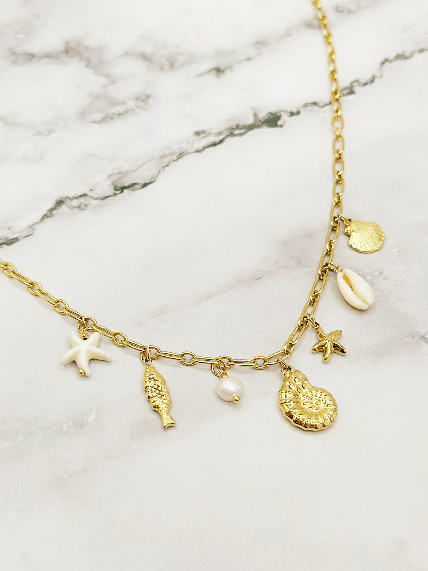 Grossiste Emily - Collier en acier inoxydable ajustable Charms Marins