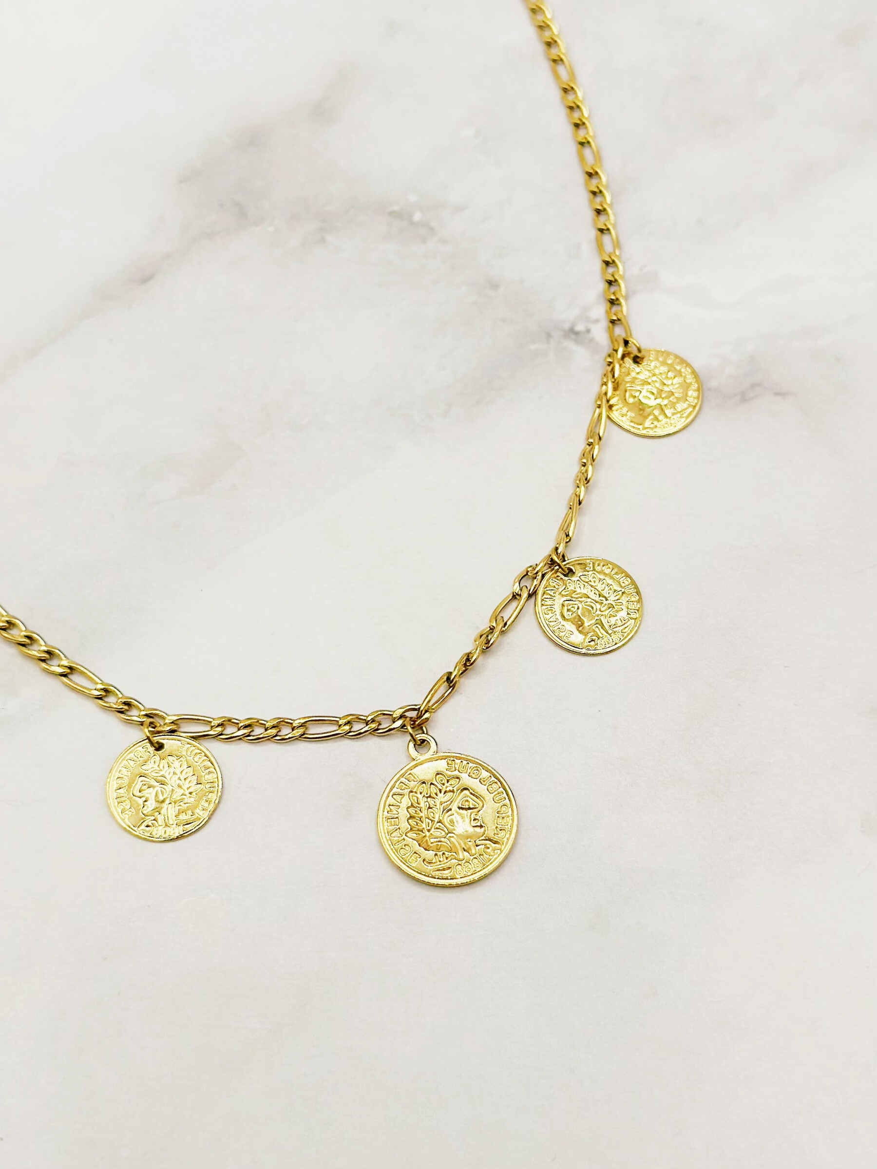 Collana regolabile con charms in acciaio inossidabile - Dorato - 4 - formato grande