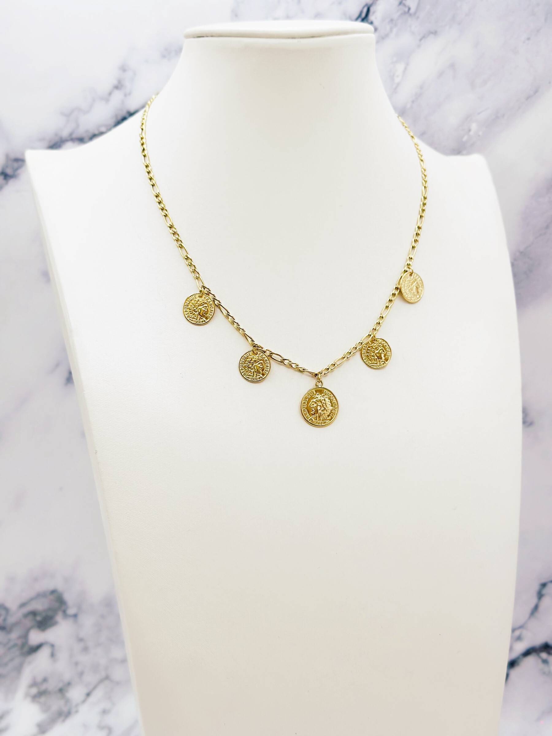 Collana regolabile con charms in acciaio inossidabile - Dorato 2 - miniatura