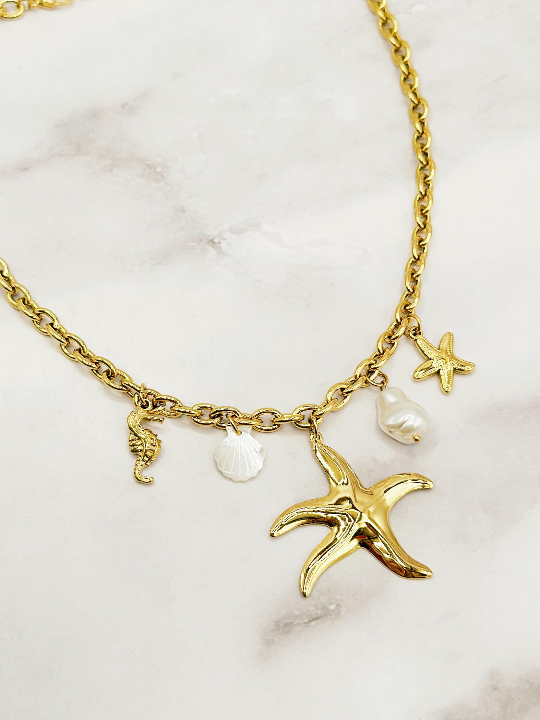 Grossiste Emily - Collier ajustable en acier inoxydable Étoile de Mer Charms