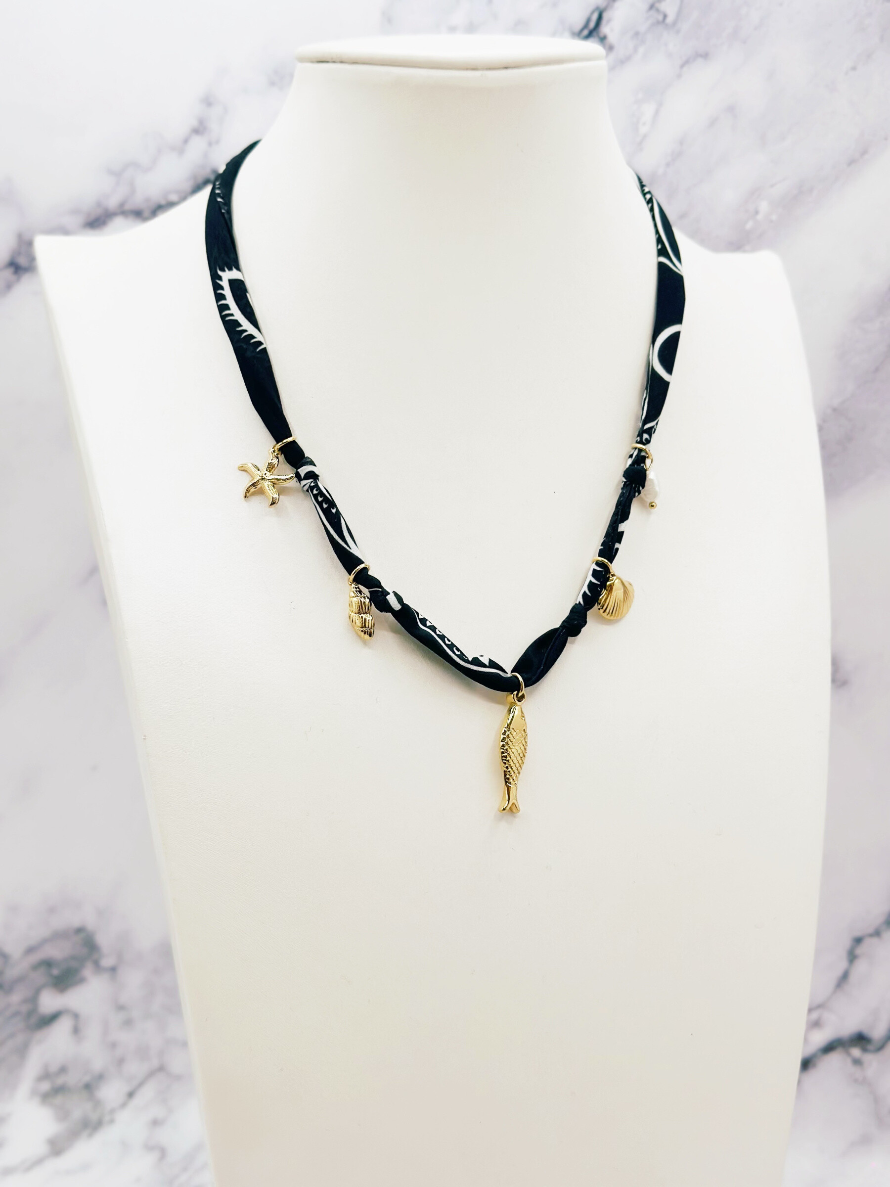Adjustable stainless steel necklace Charms - Black 1 - thumbnail