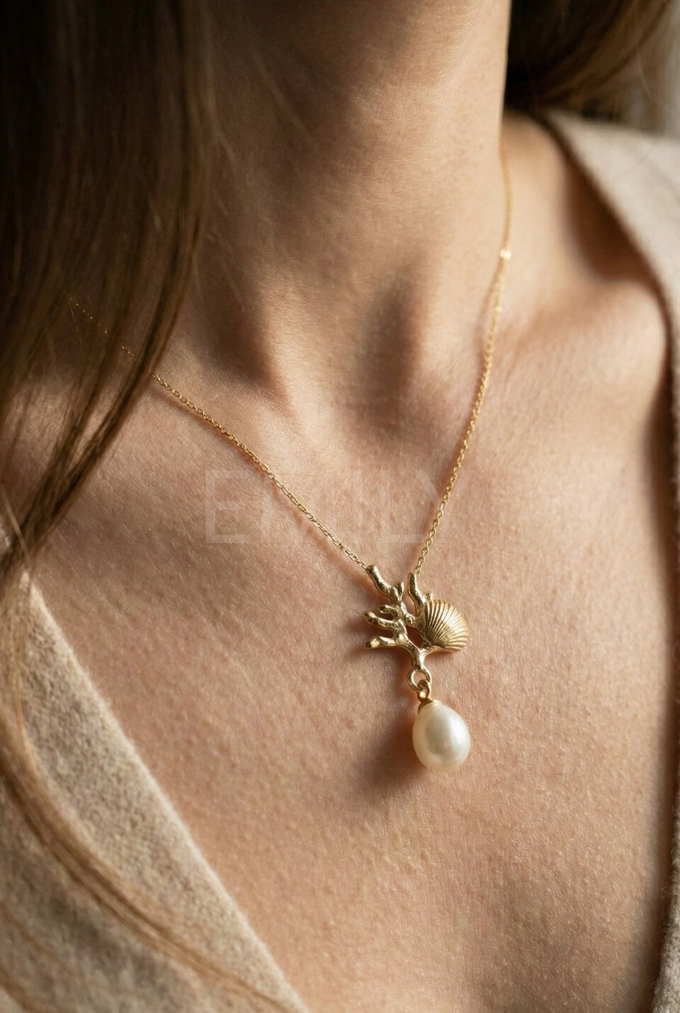 Mayorista Emily - Collar ajustable de acero inoxidable Perla del Mar
