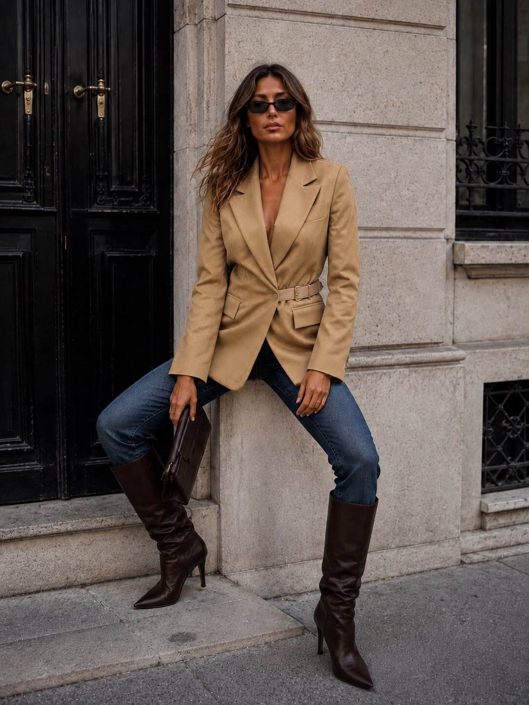 Grossista Emma & Ashley design - Blazer Sagomato con Fibbia – Taglio Strutturato e Vita Sottolineata