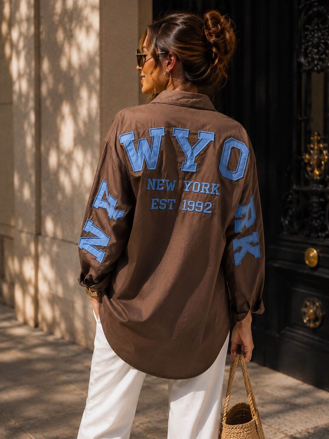 Grossista Emma & Ashley design - Camicia Oversize Donna Ricamo NEW YORK – Pre Autunno Inverno