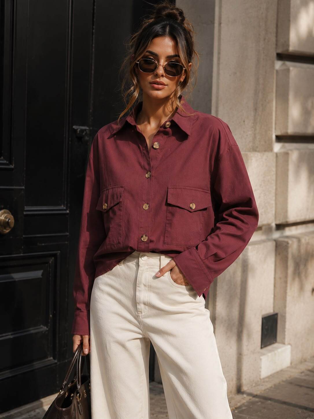 Grossista Emma & Ashley design - Camicia Corta con Doppie Tasche – Collezione Pre-Autunno / Inverno