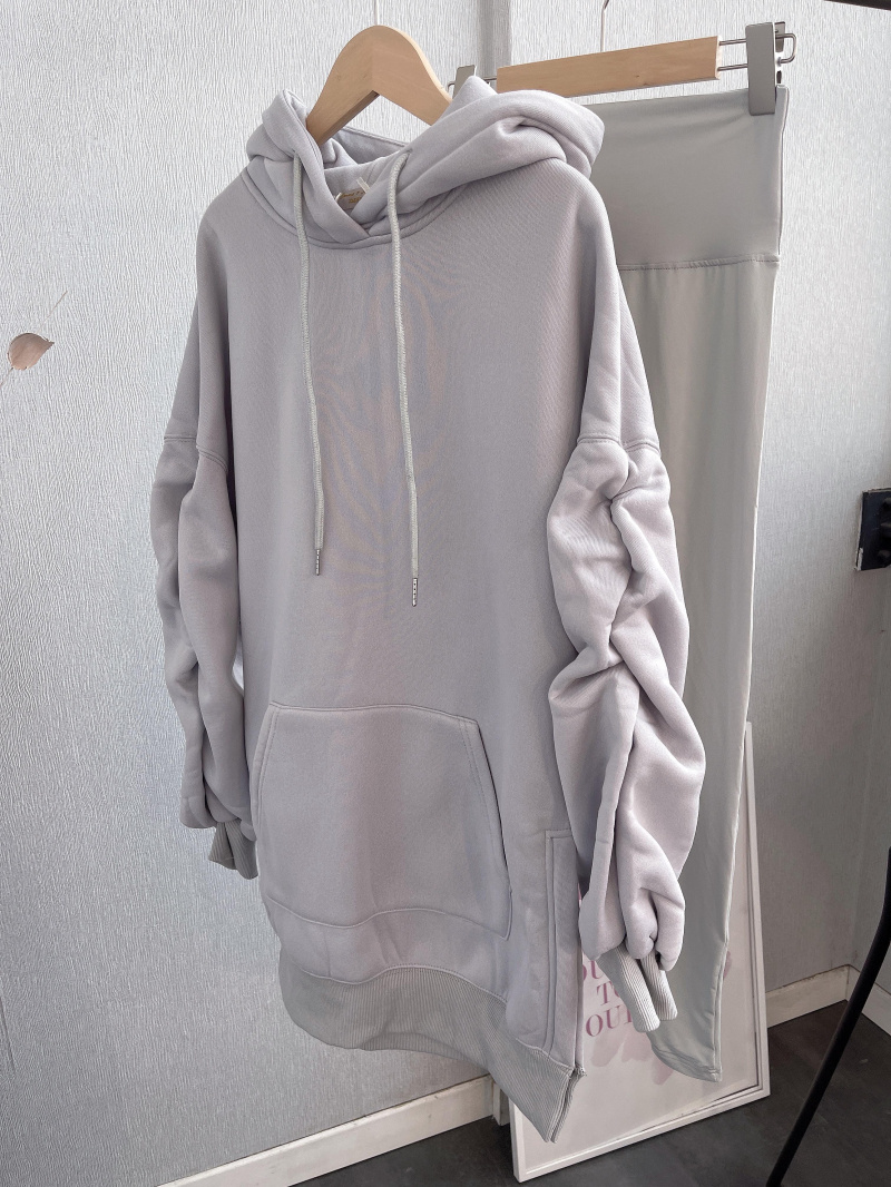 Wholesaler Emma & Ashley design - 2 PCS SET: LONG HOODED SWEATSHIRT AND KANGAROO POCKET+LEGGINGS