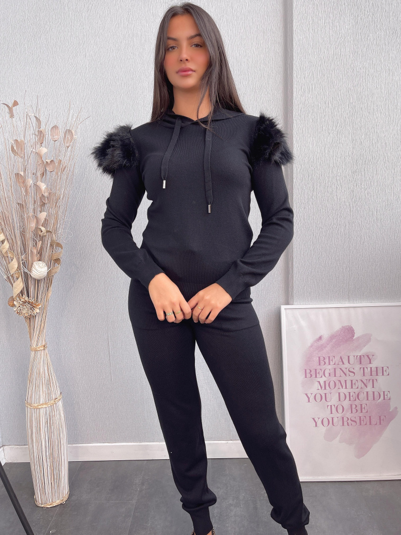 Wholesaler Emma & Ashley design - 2 PCS FUR SET: SWEATER + TROUSERS