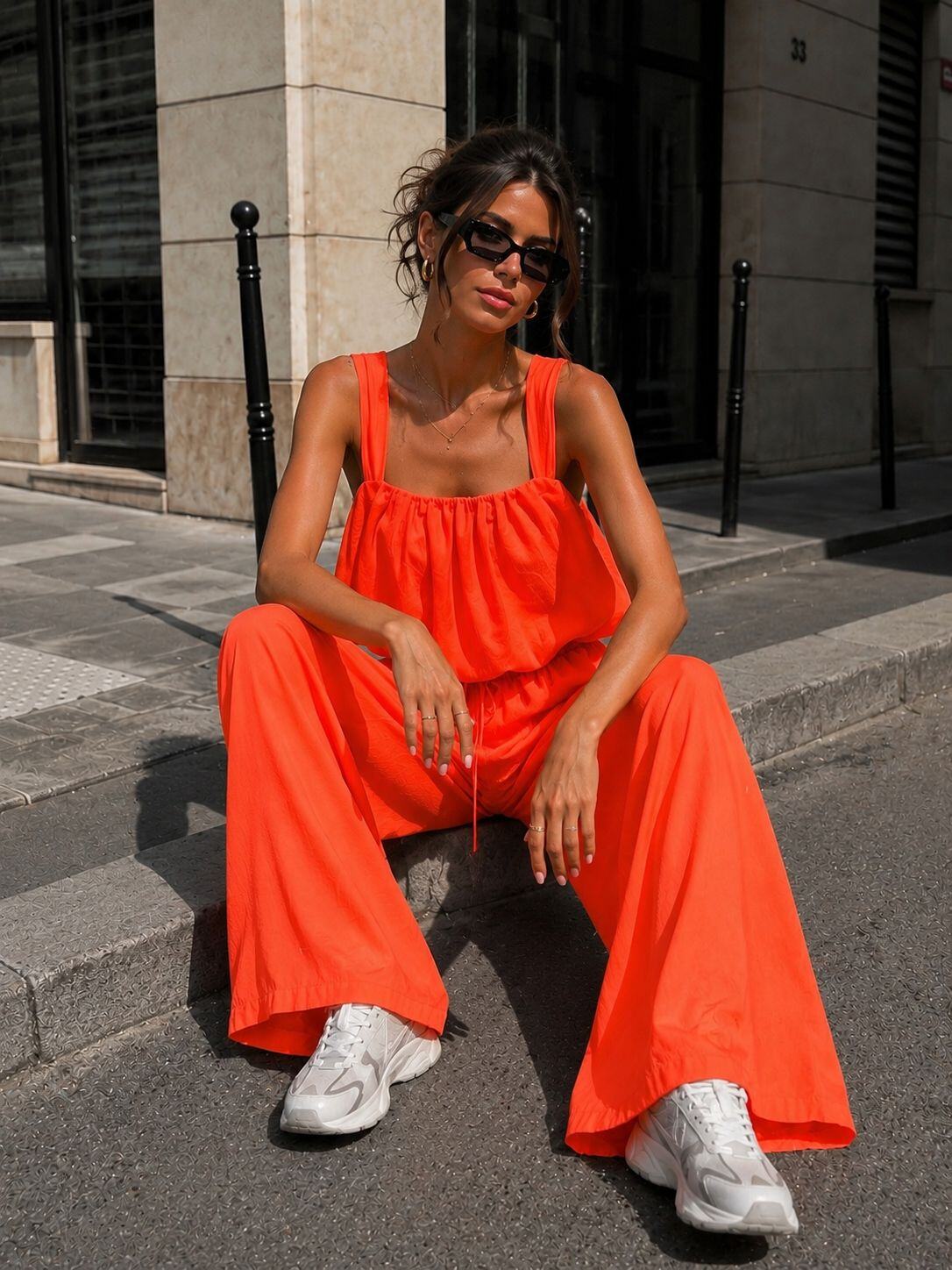 Grossiste Emma & Ashley design - Ensemble Femme Fluide Top Froncé & Pantalon Large