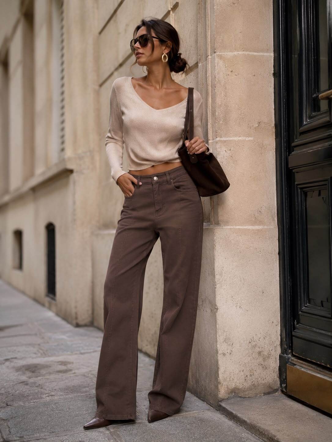 Grossiste Emma & Ashley design - Pantalon Femme Coupe Large Taille Haute – Esprit Jean, Jambes Droites & Coupe Allongeante