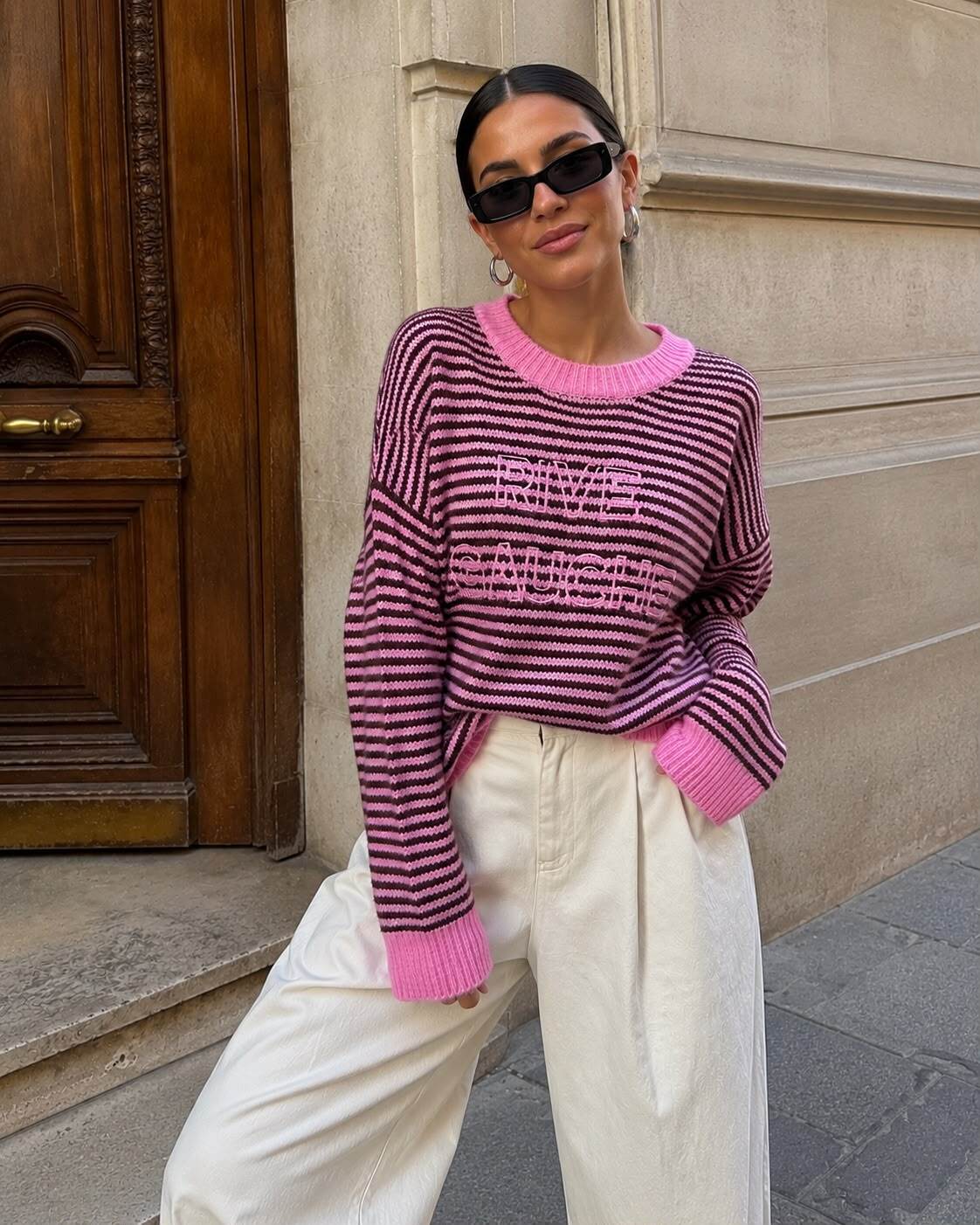 Grossiste Emma & Ashley design - Pull Marinière Oversize à Message Brodé – Esprit Casual Chic