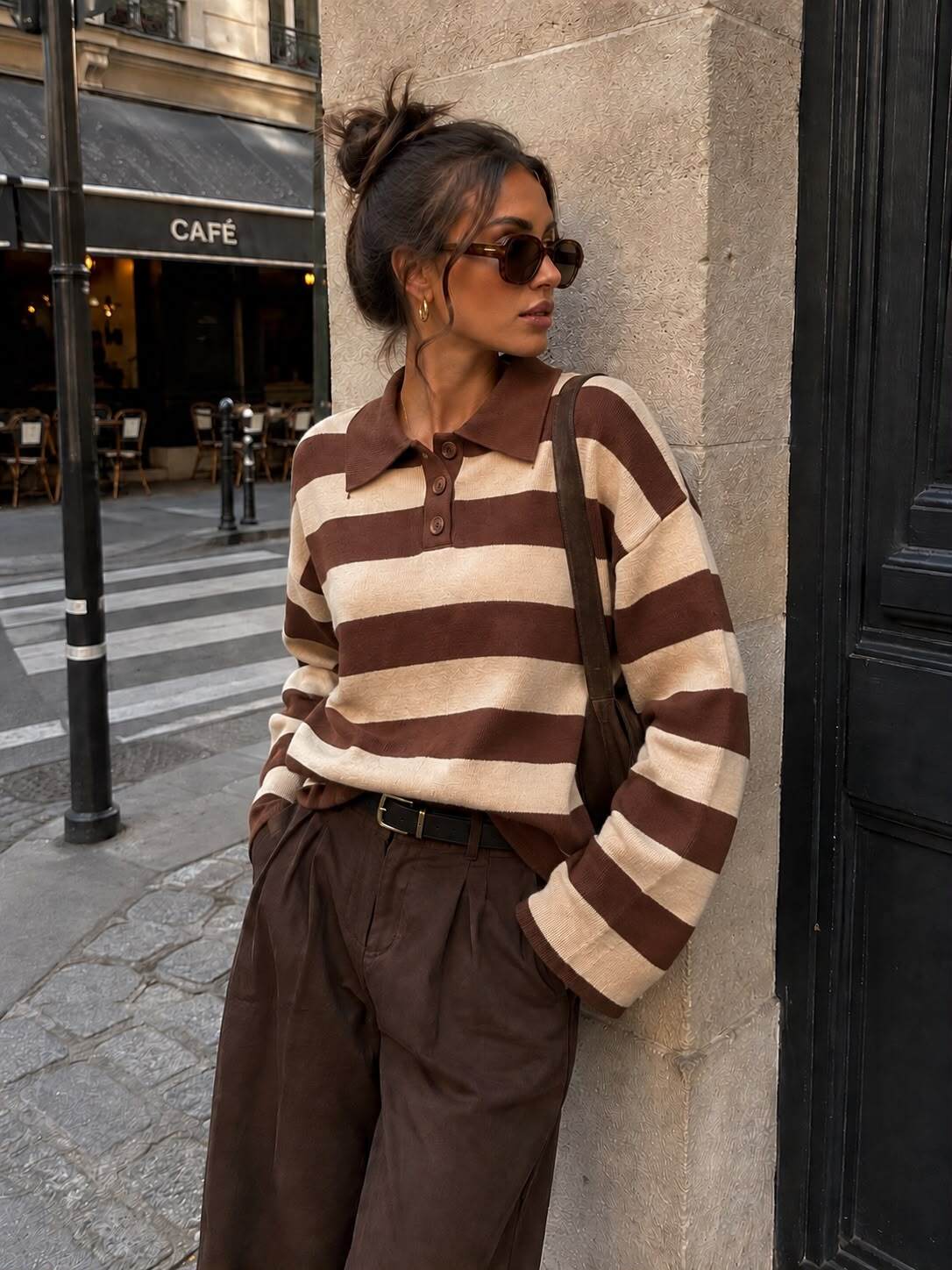 Mayorista Emma & Ashley design - Jersey Polo Oversize a Rayas – Estilo Casual Chic