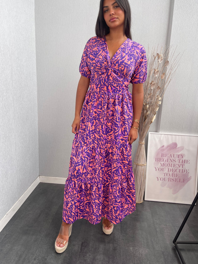 Wholesaler Emma & Ashley design - LONG PRINTED MIDDLE SLEEVE DRESS