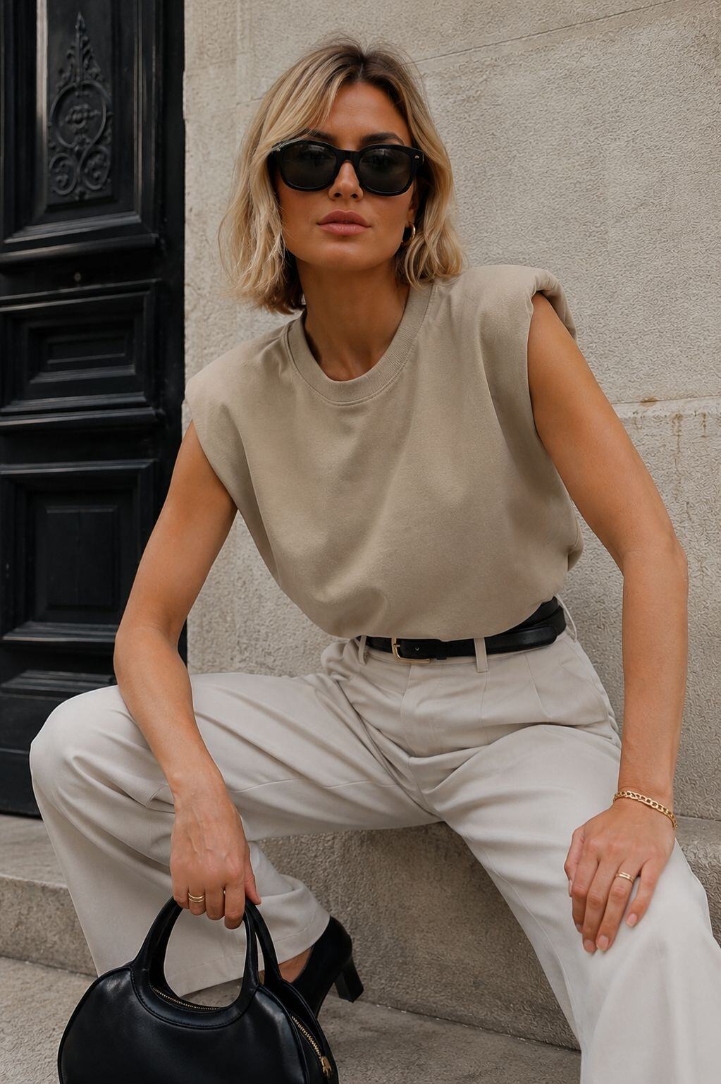 Mayorista Emma & Ashley design - Camiseta sin Mangas para Mujer con Hombros Estructurados – Corte Holgado