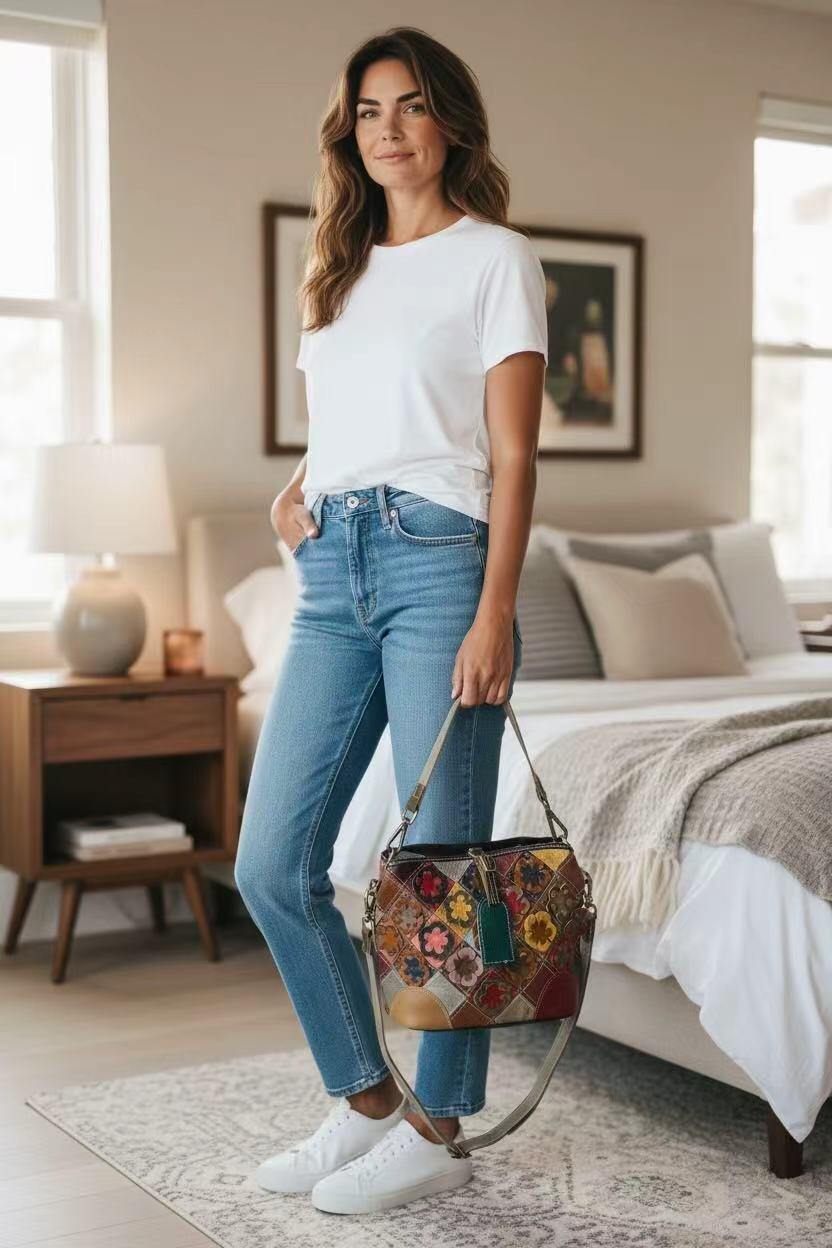 Wholesaler Emma Dore (Sacs) - Women's leather floral handbags, random color