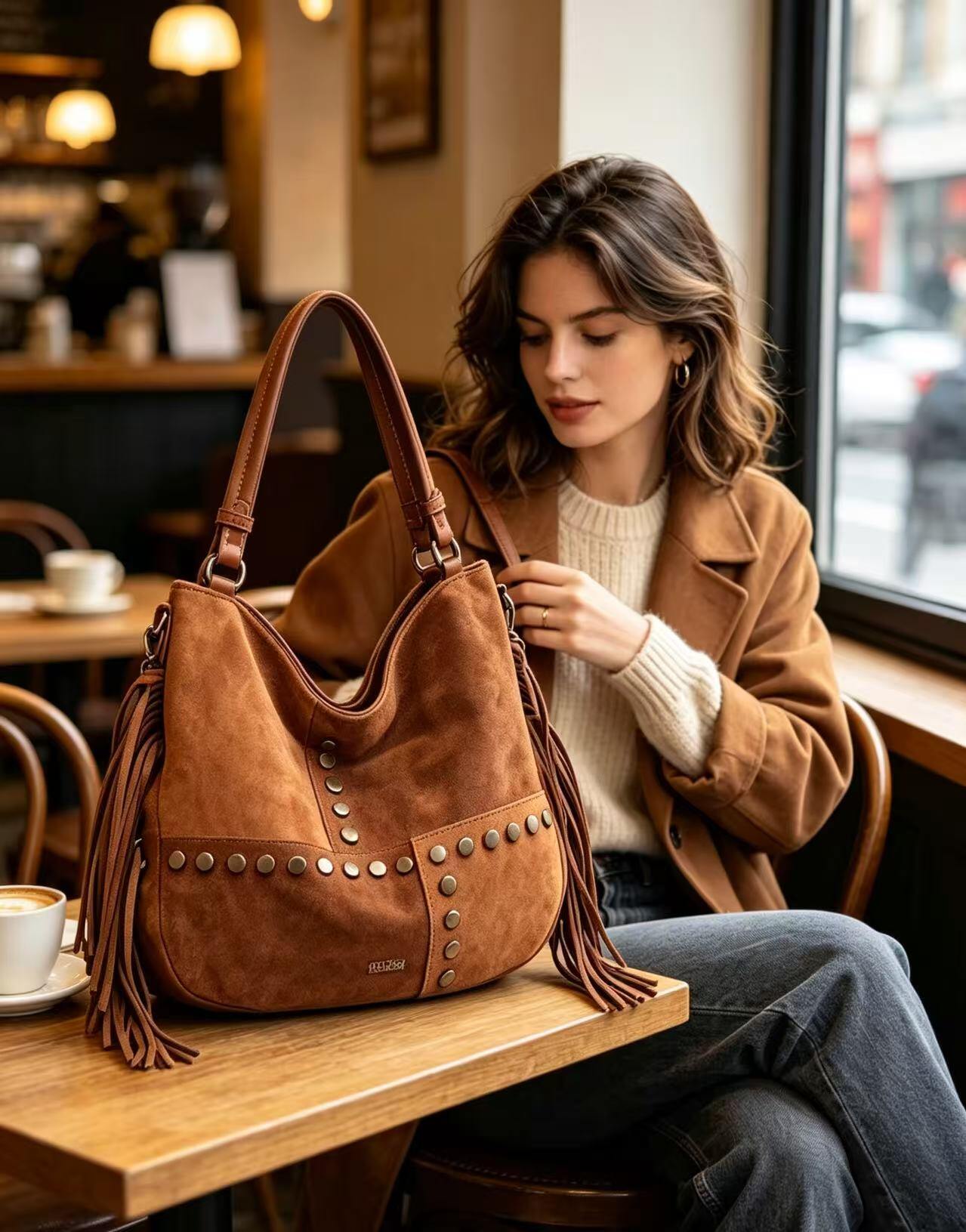 Großhändler Emma Dore (Sacs) - Weiche Wildleder-Schultertasche