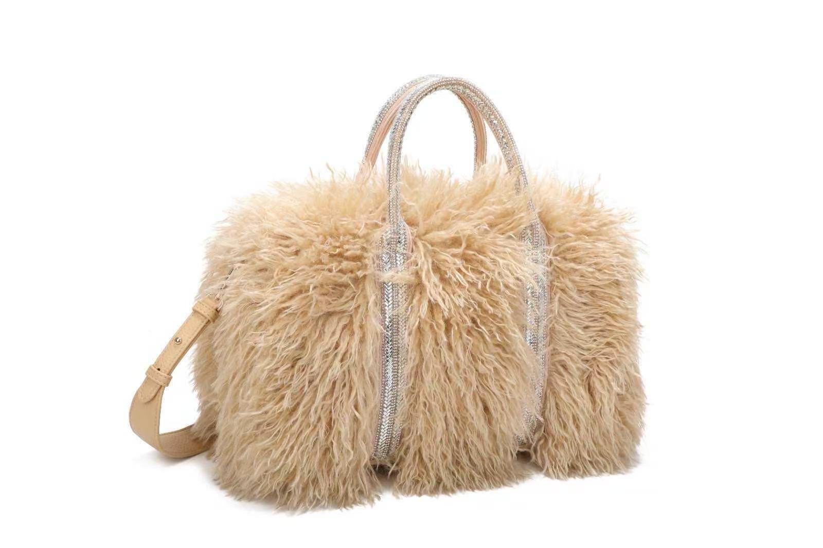 Wholesaler Emma Dore (Sacs) - Fur Bag with Shiny Handle