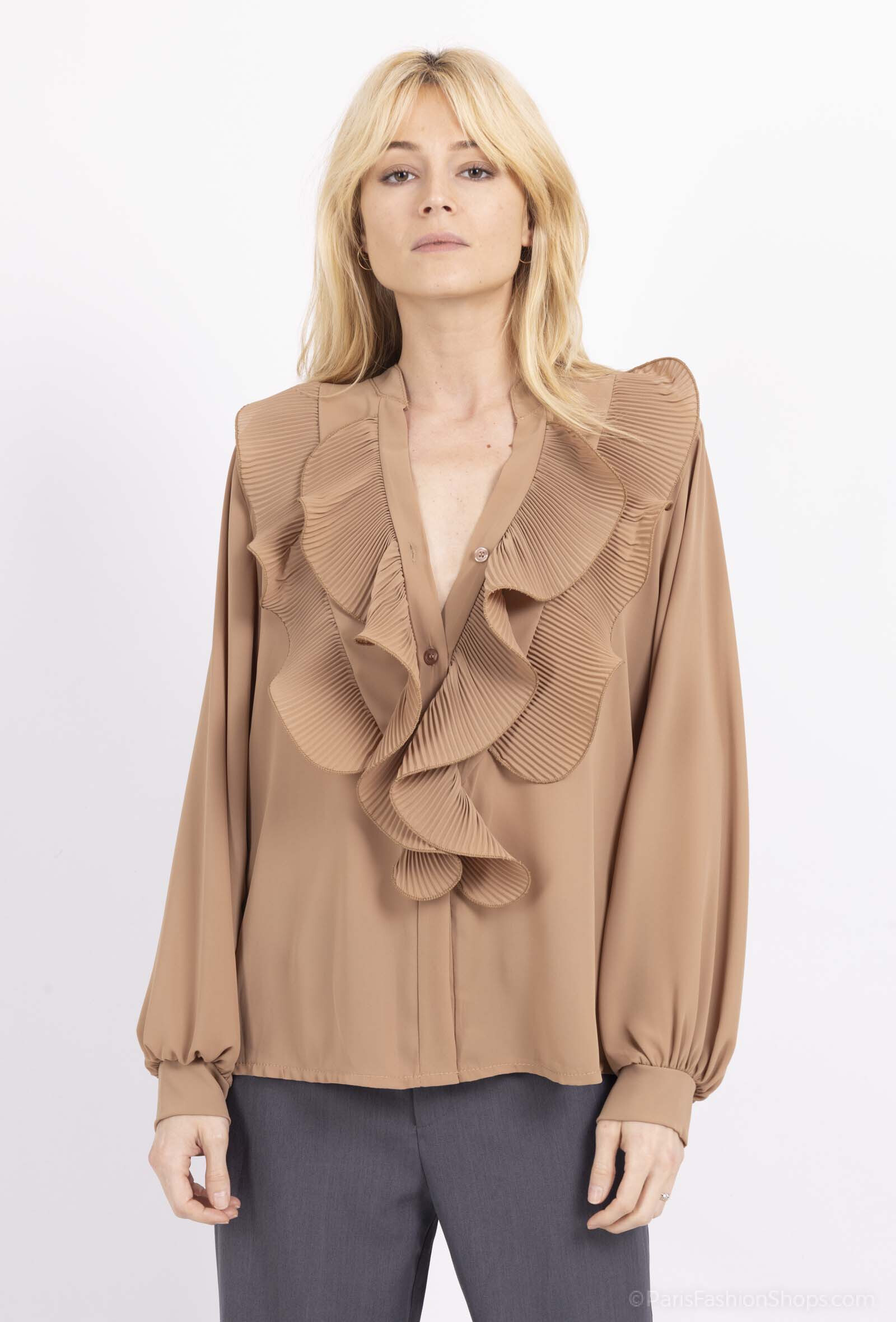 Wholesaler Emma Dore - Polyester shirt with pleated ruffle